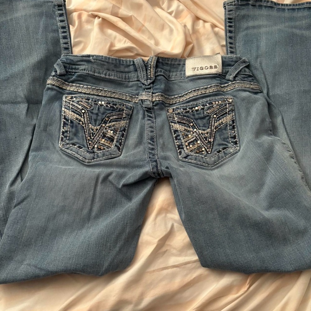 Vigoss Women's Boot Cut Jeans with Embellished Pockets